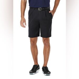 Haggar Men’s Cool 18 Pro Pleated Golf Shorts in Black Size 34